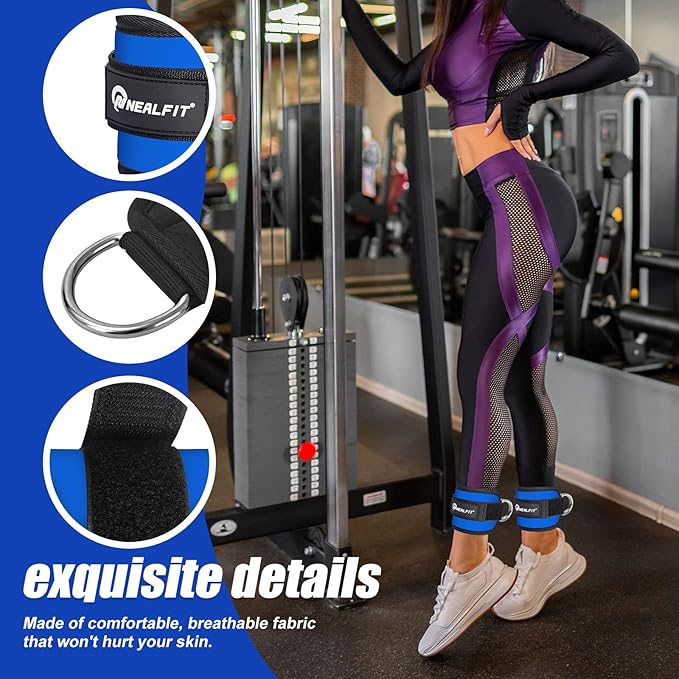 Ankle Strap for Cable Machine, Gym Ankle Cuff for Kickbacks, Leg Extensions, Glute Workouts, Booty Hip Abductors Exercise for Women and Men