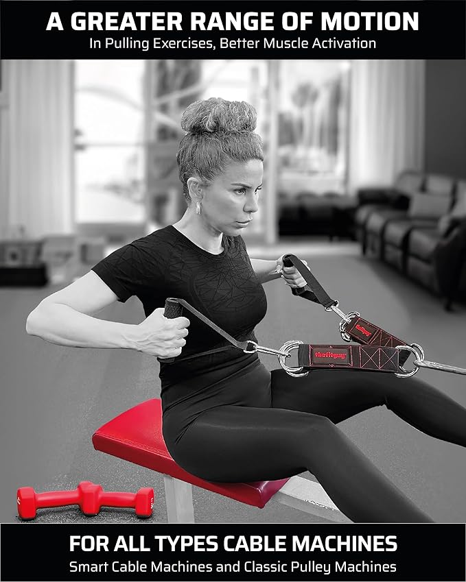Gym Multifunctional Extension Straps (Pair) - for Cable Attachments, Pulley Machines, Pull-ups, Triceps, Rows - Add New Exercises and Grips to Your Workout, Heavy Duty, 5 Lengths Options