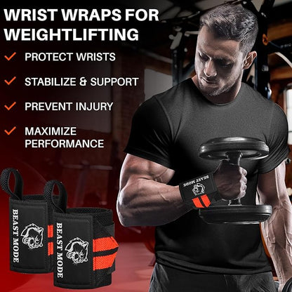 TECEUM Weightlifting 18" & 12" Wrist Wraps with Thumb Loop – Heavy Duty Wrist Workout Braces for Men and Women – Ideal for Powerlifting, Strength Training, Bodybuilding
