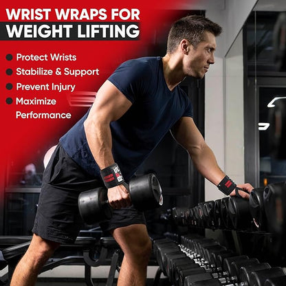 Wrist Wraps for Weightlifting,18” Premium Quality Wrist Straps for Weightlifting,Weight Lifting Wrist Wraps with Thumb Loop for Curls Dips,Powerlifting Weight Training Men Women