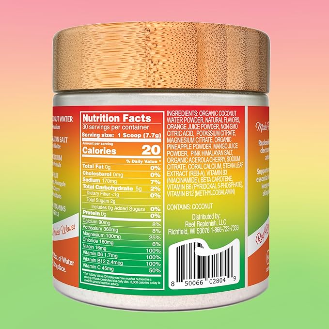 Hydrating Electrolyte Drink Mix - Mango Tangerine, 30 Servings - Hydration Powder w/Coconut Water - Non-GMO, No Added Sugar, 5 Key Electrolytes + Vitamins, Natural Trace Minerals