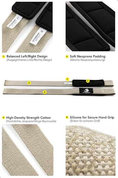 Fitgriff® Lifting Wrist Straps for Weightlifting, Gym, Deadlift, Workout (Made of Premium Cotton & Padded) - Men & Women