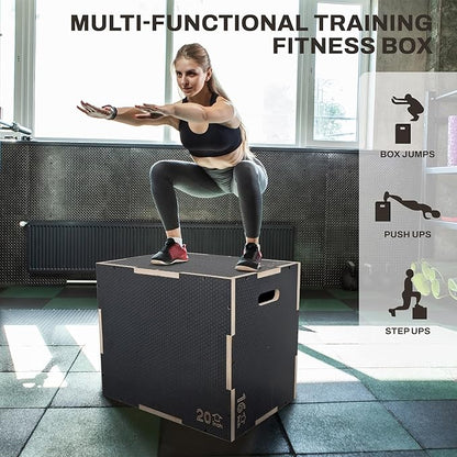 Signature Fitness 3 in 1 Non-Slip Wooden Plyo