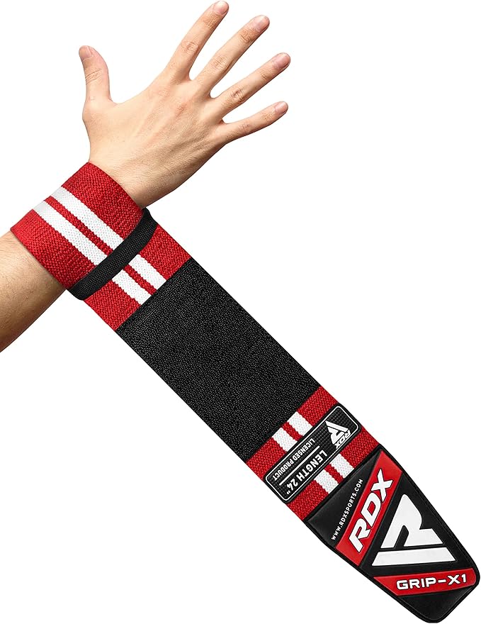 RDX Weight Lifting Wrist Support Wraps, 36” 24” 18” Professional Grade Elasticated Cotton Straps, Gym Fitness Workout Strength Training Bodybuilding Powerlifting Deadlifting Calisthenics, Men Women