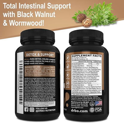 Colon Cleanse Pills Body Detox - Intestinal Guard Cleanser for Stomach - Natural Weight Flush Cleaner Supplement Complex, Women Men Kids, Herbal Wormwood Black Walnut Clove - Gut Loss Health Capsules