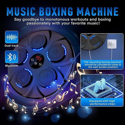 2025 Music Boxing Machine for Adults, 9 Modes & 9 Speeds Sounding Punch Boxing Machine Home Gym Training Equipment, Sound Punching Machine Durable Design, Real Experience Includes Gloves & Towel