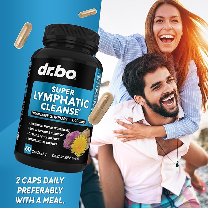 Lymphatic Drainage Supplements Pills - Lymphatic Support Total Herbal Cleanse Products with Echinacea, Ginger, Dandelion, Red Root & Red Clover Supplement - Lymph Node Detox Lymphatic System Drainage
