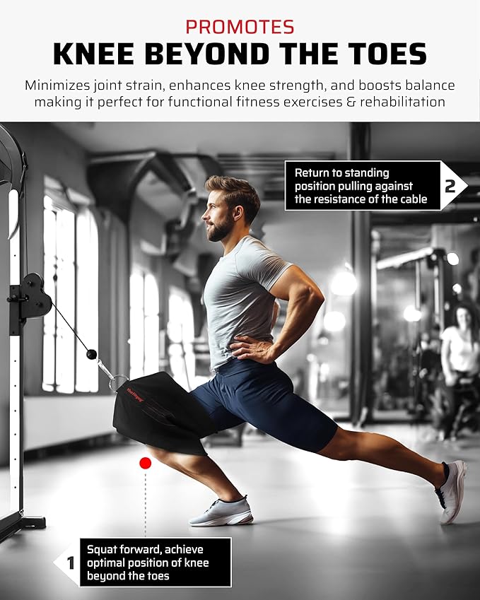 Squat Knee Attachment for Cable Machine, Resistance Band & Smart Gym | Supports Deep Split Squats | Promotes Knee Strength, Ankle Mobility & Joint Stability | Home & Commercial Gym Accessory
