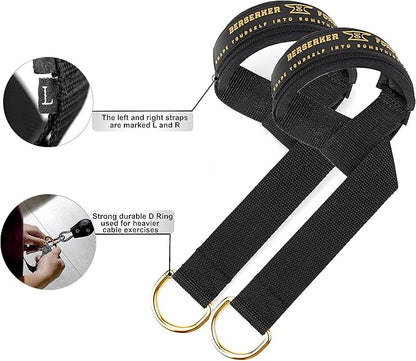 Weightlifting Wrist Straps with Superior Wrist Support Used for Deadlifting, Bodybuilding, Powerlifting and Newly Designed D-Rings for a Cable Gym Workout! Weight Lifting Straps