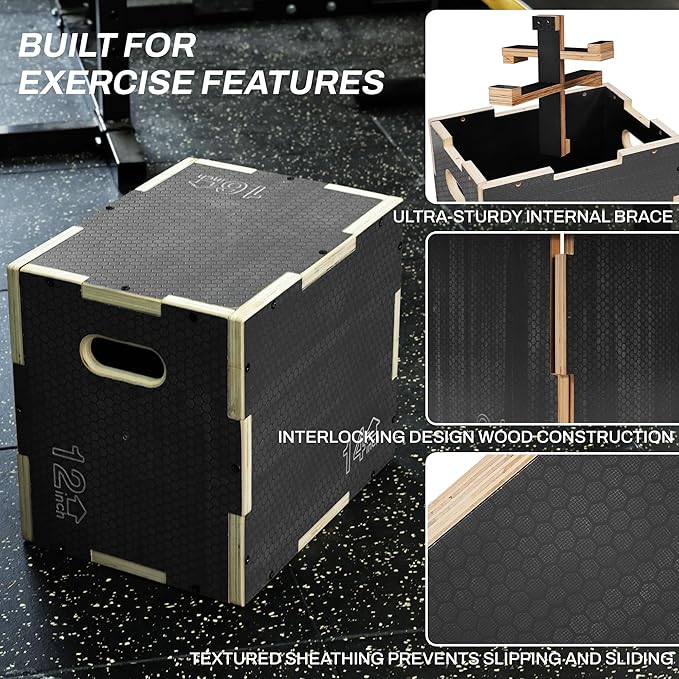 Signature Fitness 3 in 1 Non-Slip Wooden Plyo