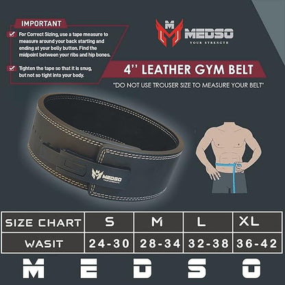 Weightlifting Lever Belt 100% Pro Genuine Leather Deadlifting,10MM Thick 4” Wide