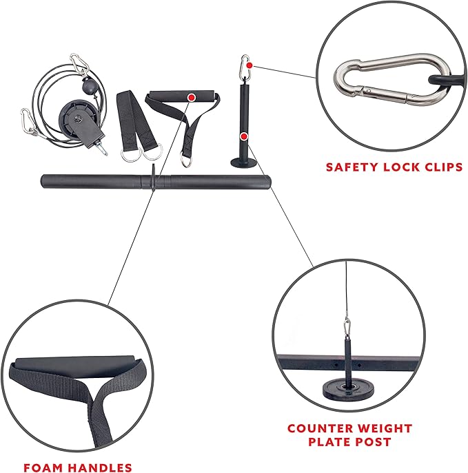 Sunny Health & Fitness Power Cage Squat Rack Upgrade Attachments, Dip Bar, Plate Bar Holder, Belt Squat, J Hook, Lat, Adapter, U Ring, Pull Up Bar, Landmine, Captain's Chair, Tricep Rope For Home Gym