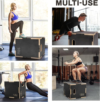 Signature Fitness 3 in 1 Non-Slip Wooden Plyo