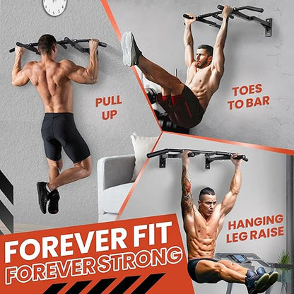 Yes4All Multi-Grip Wall Mount Pull-Up Bar 16 & 24" Reversible