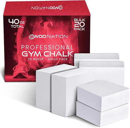 WOD Nation Gym Chalk Blocks - Premium Sport Hand Chalk - Easy Grip, Moisture Absorbing, Athletic Block Gym Chalk for Gymnastics, Rock Climbing, Power Lifting, & More!