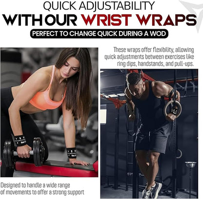 BREAKING LIMITS Cross Training Wrist Wraps - Gym Wrist Supports for Weightlifting, WOD Workouts & Calisthenics - Fitness Gear for Men & Women
