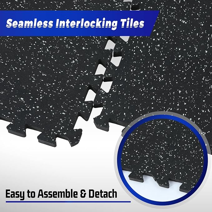 SUPERJARE 0.79 Inch Gym Flooring for Home Gym 6 Tiles