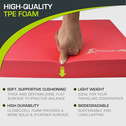 ProsourceFit Exercise Balance Pad – Large Cushioned Non-Slip Foam Mat & Knee Pad for Fitness, Stability Training, Physical Therapy, Yoga 15"x19"