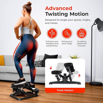 Sunny Health & Fitness Mini Stepper for Exercise at Home, Stair Step Workout Machine with Resistance Band, Fullbody Cardio, Upgraded Over 300lb Weight Capacity, Optional Free SunnyFit App Connection