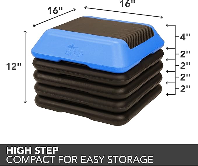 The Step Adjustable High Step Aerobic Platform 4 Risers,