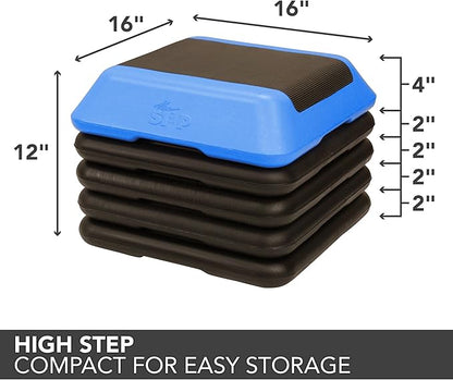 The Step Adjustable High Step Aerobic Platform 4 Risers,