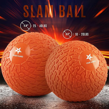 Yes4All Upgraded Version Durable Solid Slam Medicine Balls 10-40lbs, multicolor (15 Lbs,