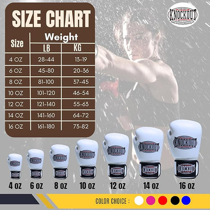 Knockout Gel Boxing Gloves for Men Women - Pro Training Sparring, Maya Hide Leather Muay Thai MMA Kickboxing, Adults-Kids Heavy Bag Workout Gloves for Boxing -Ultra-Wide Wrist Support 10 oz - 16 oz