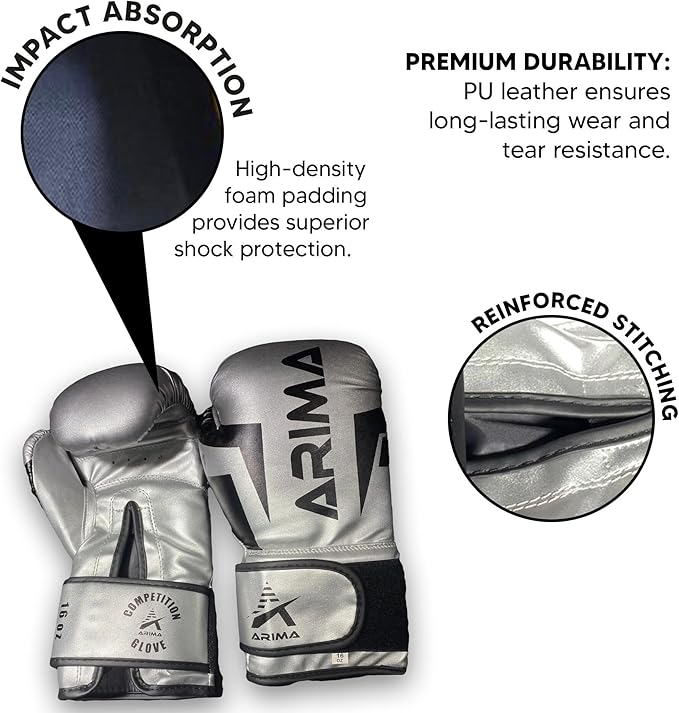 Boxing Gloves - Premium PU Leather, Heavyweight - Ideal for Boxing, Kickboxing, Muay Thai & Fitness Training