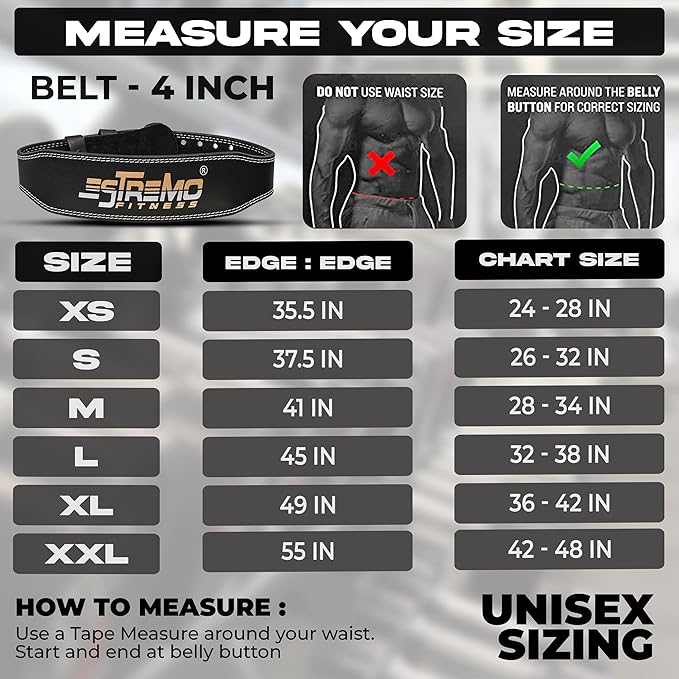 ESTREMO Weight Lifting Belt Leather courted Power Lifting 4 Inches