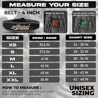 ESTREMO Weight Lifting Belt Leather courted Power Lifting 4 Inches