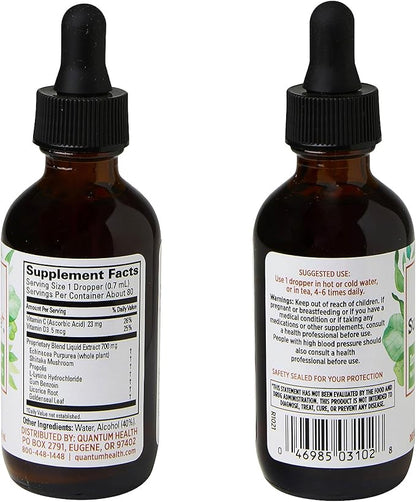 Quantum Health SuperLysine+ Liquid Immune Support Supplement - Powerful Lysine Echinacea Vitamin D3 Bee Propolis & Shitake Daily Wellness Blend for Women & Men, Fast Absorption - 2 Ounce
