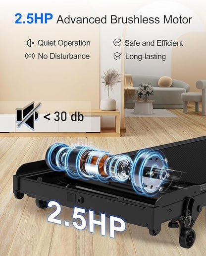 Lichico Walking Pad Under Desk Treadmill，Portable Small Treadmills for Home and Office，Super Quiet Brushless Motorized Walking Jogging Running Machine with Remote Control