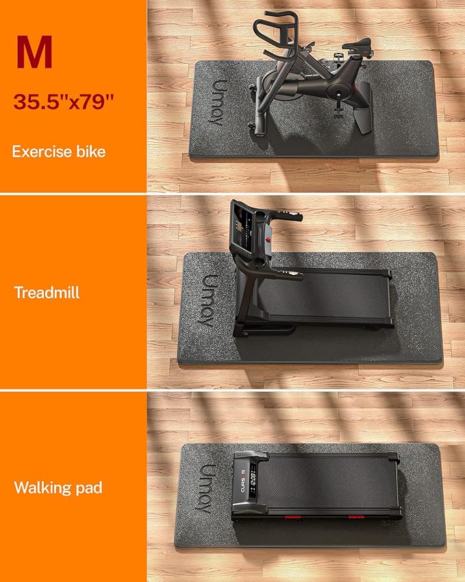 UMAY Fitness Workout Mat for Pelton Bike Treadmill 5mm Thick,