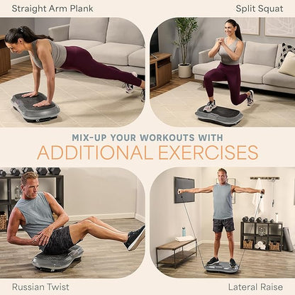 Lifepro Waver Vibration Plate Exercise Machine – High-Intensity Vibration for Muscle Activation, Full-Body Workout Vibrating Platform with Loop Bands, Fitness Equipment for Strength Toning & Fat Loss