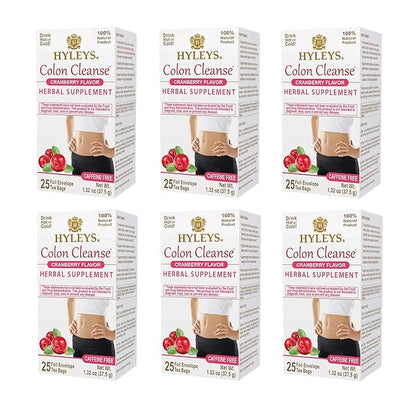 Hyleys Colon Cleanse Tea Cranberry Flavor (6 Pack - 150 Tea Bags Total)