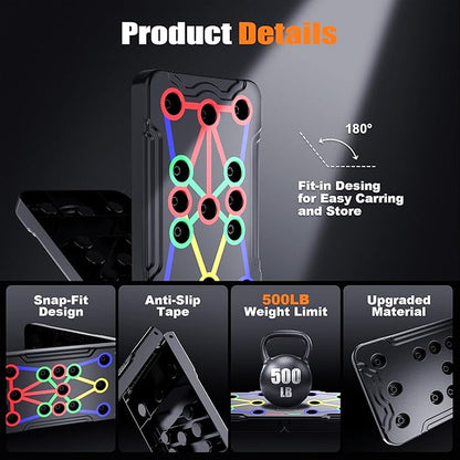 Solid Push Up Board 15 in 1 Home Workout Equipment Multi-Functional Pushup Stands System Fitness Floor Chest Muscle Exercise Professional Equipment Burn Fat Strength Training Arm Men & Women Weights