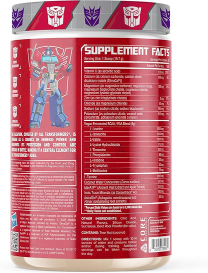 Core Nutritionals | Transformers Allspark Hydration BCAA/EAA Nutritional Supplement Formula (Free Prize Inside - Optimus Prime) - for Adults Ages 18+ (30 Servings, Mixed Berry Kiwi)