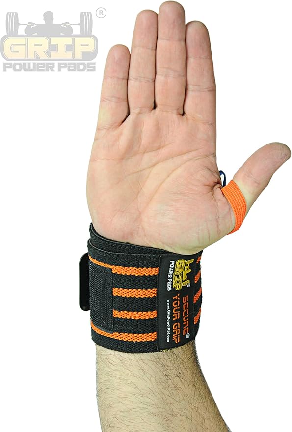 Grip Power Pads Wrist Wraps 2 Wraps for Weight Lifting Wrist Support Cotton Wraps Gym Bandage Straps for Men & Women Premium Quality & PRO Rubber