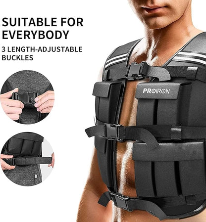 PROIRON Adjustable Weighted Vest 22LB/44LB,1LB/2LB Increment,Fully Adjustable Weight Vest for Men Women, Body Weight Vest for Running Workout Walking Boxing Strength Training Fitness Cardio, Weight Loss,Home Gym Equipment