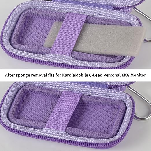 PAIYULE Heart Rate Monitor Case for AliveCor for KardiaMobile 1L 6L Personal EKG Monitor Storage Holder Fits for Cardiac Mobile Portable Heart Rate Monitor Bag Organizer (Pill Box Included) Purple