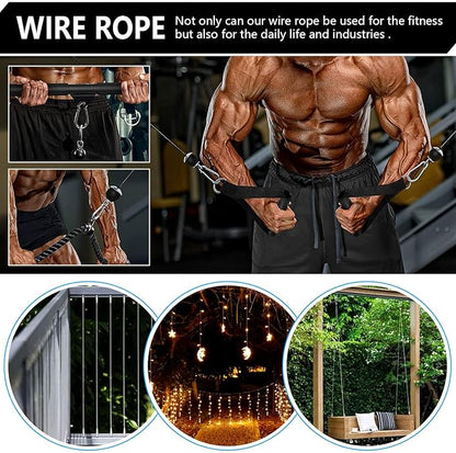 Taeku Fitness Pulley Cable, Heavy-Duty 6mm Steel Wire Rope for Home Gym, Adjustable Replacement Cable for Weightlifting, LAT Pulldown, and Cable Machine Accessories