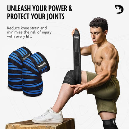 USPA Approved 78” Knee Wraps for Weightlifting Men & Women (Pair) - Premium Cotton Straps for Joint Stability & Pain Relief - Adjustable Fit Gym Knee Wrap Support for Powerlifting, Leg Press & Squats