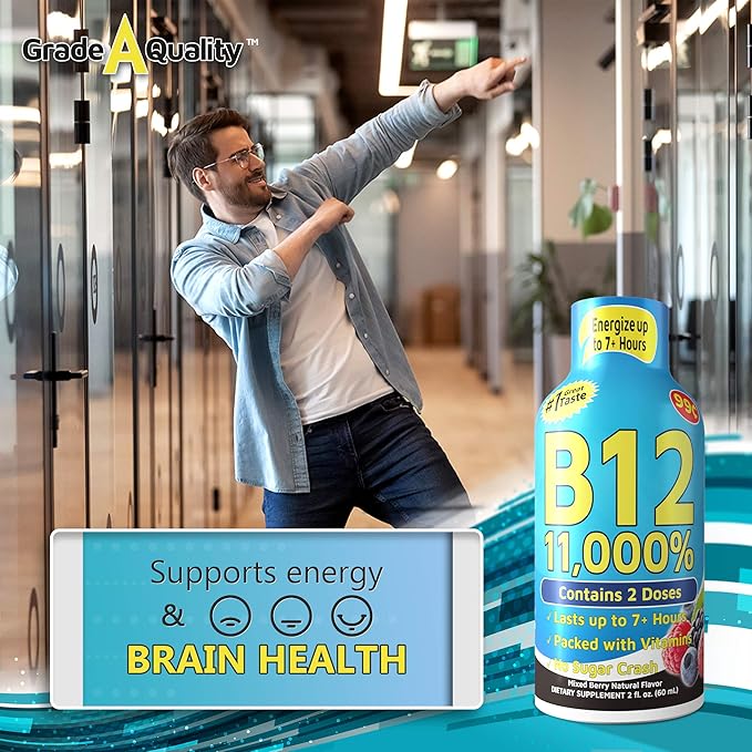 Vitamin Energy Shots, Mixed Berry Flavor, Up to 7+ Hours of Energy, 1.93 Fl Oz, 48 Count