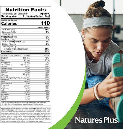 Natures Plus SPIRU-TEIN, Strawberry - 1.2 lbs, Pack of 2 - Plant-Based Protein Shake - Non-GMO, Vegetarian, Gluten Free - 32 Total Servings