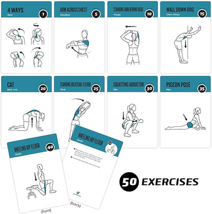 Stretching Workout Cards - Instructional Fitness Deck