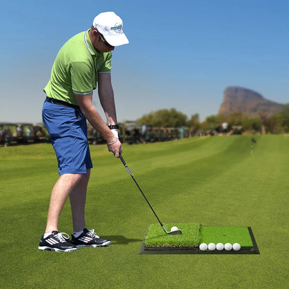 SAPLIZE Foldable Heavy-Duty Golf Hitting Mat, Practice Mat with 10mm EVA Rubber Backing, Larger Size for Indoor/Outdoor Swing and Chipping Practice, Anti-Deformation