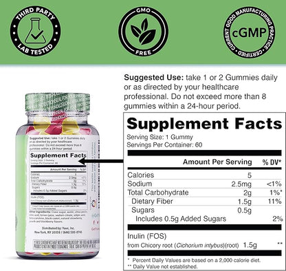 Yuve Fiber Gummies - Delicious - 3g Soluble Fiber Gummy Supplement - Supports Digestive Health & Regularity - Vegan & Gluten-Free Fiber Gummies for Adults & Women - Non-GMO & Low Sugar - 60Ct (2 Pack)