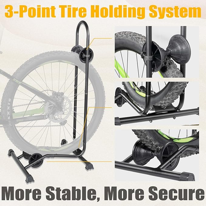 BikeHand Bike Floor Stand Parking Rack Stand - for 24"-29" Mountain MTB & Road Bikes Bicycles Indoor Outdoor Garage Storage - Fat Bike New Version for 1 Bike