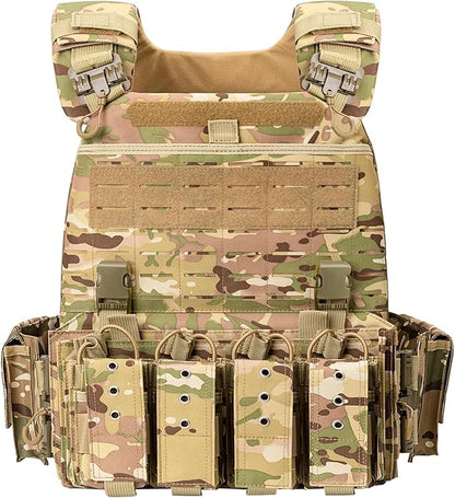 Quick Release Tactical Vest, Adjustable Breathable Weighted Vest for Men, Strong Tensile Lightweight Molle Vest 1000D Nylon for Duty Hunting Gaming