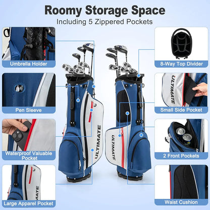 Tangkula 9/10 Pieces Men's Complete Golf Clubs Set Right Hand, Includes 460cc Alloy #1 Driver & #3 Fairway Wood & #4 Hybrid & #6/#7/#8/#9/#P Irons & Putter, Golf Club Set